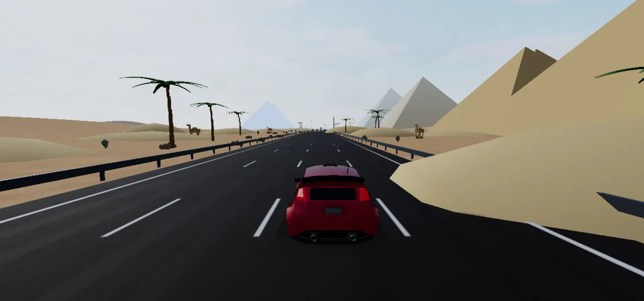 Egipto con pirámides junto a la autopista